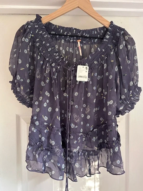 Free People Morning Mist Navy Blue NWT Size small - Picture 7 of 9